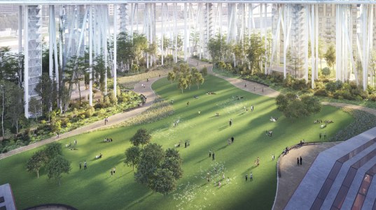 На стройплощадке жилого комплекса «Бадаевский» ведутся активные работы по устройству фундаментной плиты